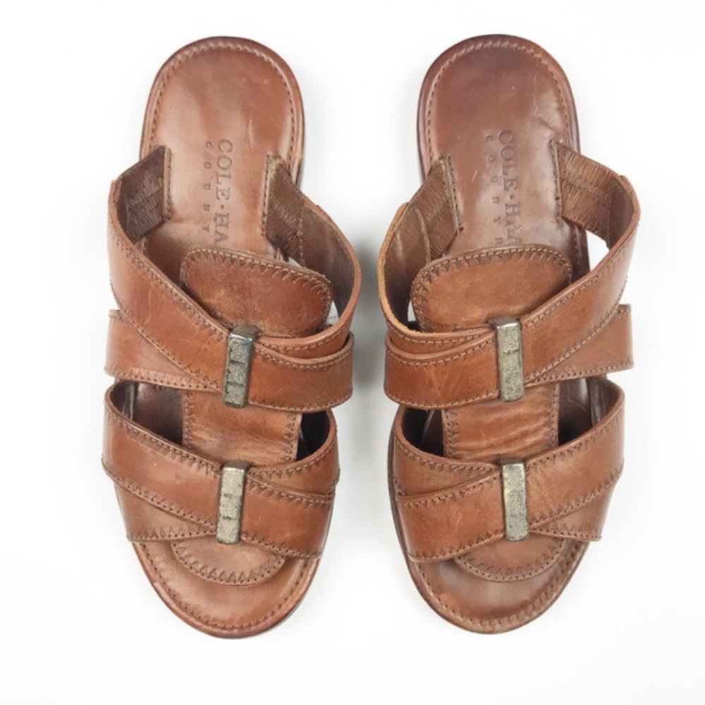 COLE HAAN Country Brown Leather Slide Sandal